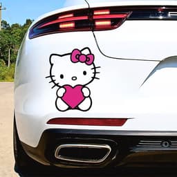 Decal Ô tô Hình Mèo Hello Kitty Ôm Trái Tim Dễ Thương, Chống Thấm Nước 2
