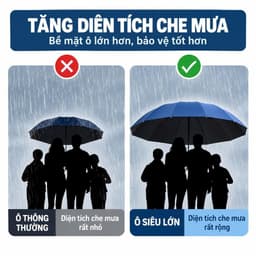 Ô Dù Cầm Tay Khổ Lớn 125cm 12 Nan Siêu Bền, Ô Gấp Gọn Chống Nắng Chống Mưa Chống Gió, Dù Che Mưa 3 Người Có Túi Đựng_TH 2