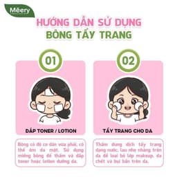 [MUA 5 TẶNG 1] Bông Tẩy Trang MÉERY Chính Hãng, Bông Tẩy Trang Meery 205 Miếng 100% Cotton Mềm Mại 6