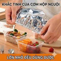 [50 Tấm] Màng Cách Nhiệt Lá Nhôm, Giữ Nhiệt Hộp Cơm, Cách Nhiệt Thức Ăn, Bảo Quản Thực Phẩm Tái Sử Dụng 2