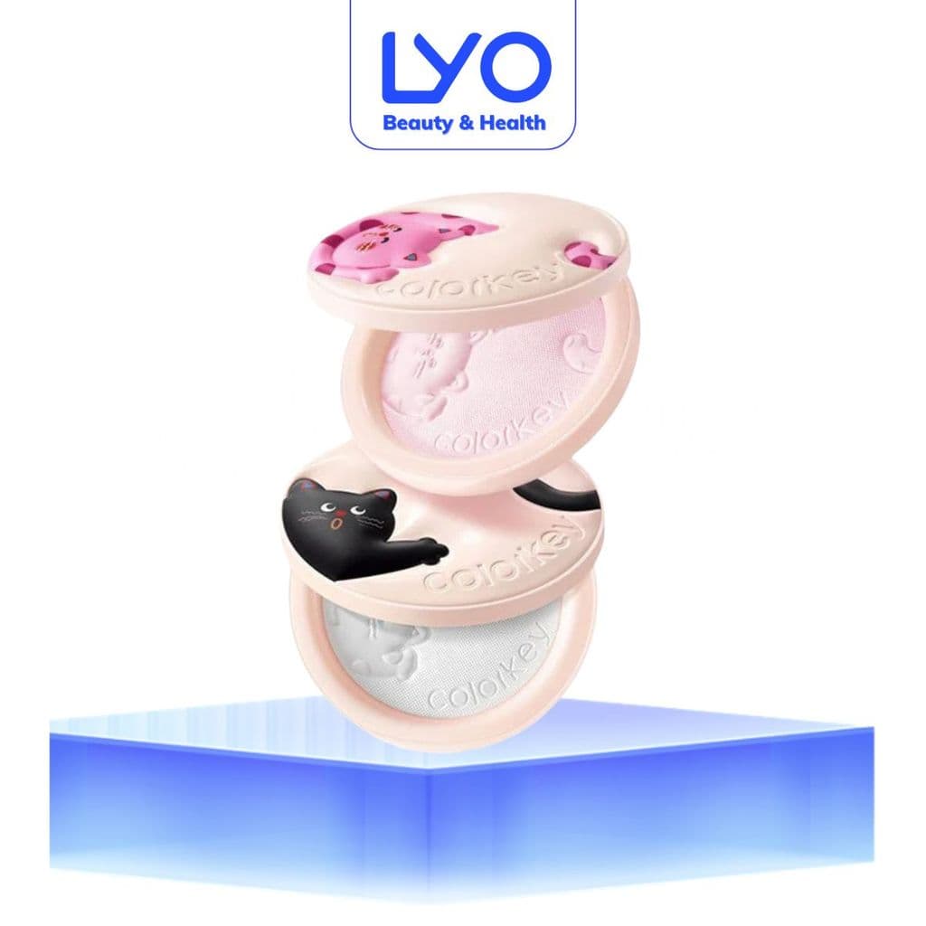 Phấn Phủ Dạng Nén Bản Hồng Tím COLORKEY Phiên Bản Pocky Mao Mèo Hồng Đáng Yêu 7g LYO 3