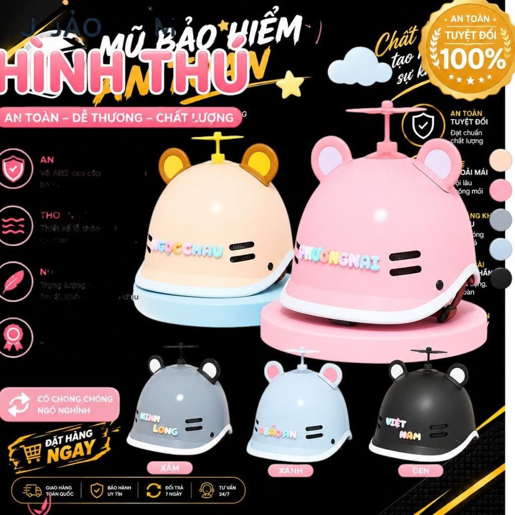 [ĐẠT CHUẨN AN TOÀN] Mũ Bảo Hiểm Cá Heo Người Lớn Nửa Đầu Nam Nữ Hot Trend Thời Trang Kèm Phụ Kiện Cute