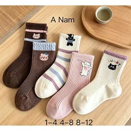 Set 10 Đôi Tất Trẻ Em Với Thiết Kế Dễ Thương Phù Hợp Cho Trẻ 1-4, 4-8, 8-12 Tuổi 1