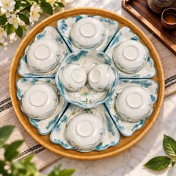 Bộ bát đĩa cúng gia tiên hoa mặt trời  thương hiệu gochy gốm sứ cao cấp - Họa tiết hoa thủy tiên 4
