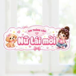 [Hỏa Tốc] Tem Decal Dán Xe Hơi "Nữ Lái Mới Chibi" Kute Dễ Thương, Chống Thấm Nước Ngộ Nghĩnh, Đáng Yêu Oto 9