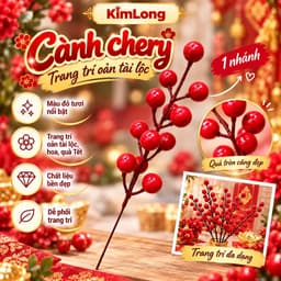 Sỉ 100 Nhánh Cherry, đào đông 12 quả Loại 1 dùng để trang trí Tết, làm oản, và quà tặng. 2