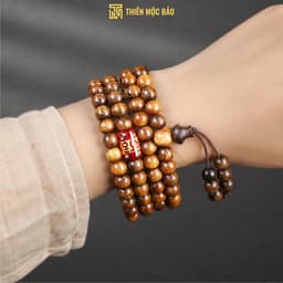Chuỗi gỗ Bách Xanh 108 hạt 6/7/8mm mix charm Lu Thống theo mệnh Kim Mộc Thủy Hỏa Thổ  | Thiên Mộc Bảo 5