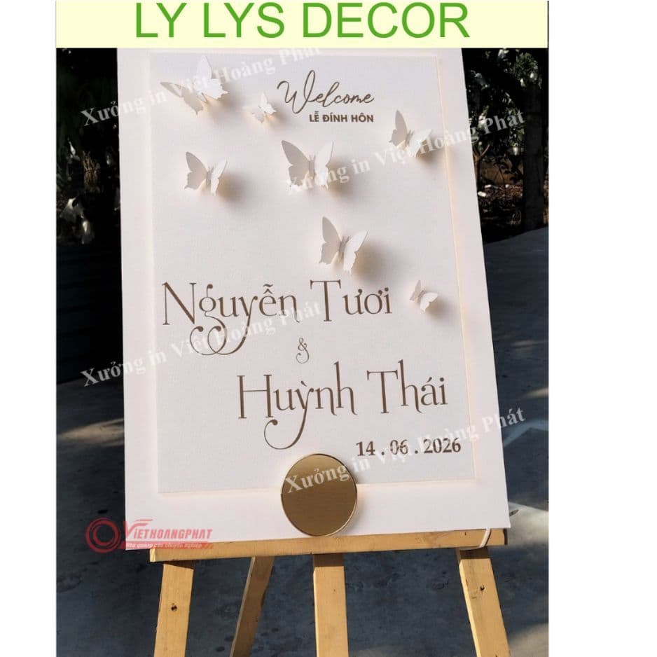 Bảng Cổng Cưới In Họa Tiết 3D Bảng Đón Khách Bảng Welcome Đám Cưới Bảng Dạm Ngõ LY LYS DECOR
