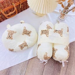 Bộ gối chặn bông vải muslin cao cấp chống giật mình cho bé sơ sinh - Gối lõm chống bẹp đầu cho bé hàng Việt Nam 6