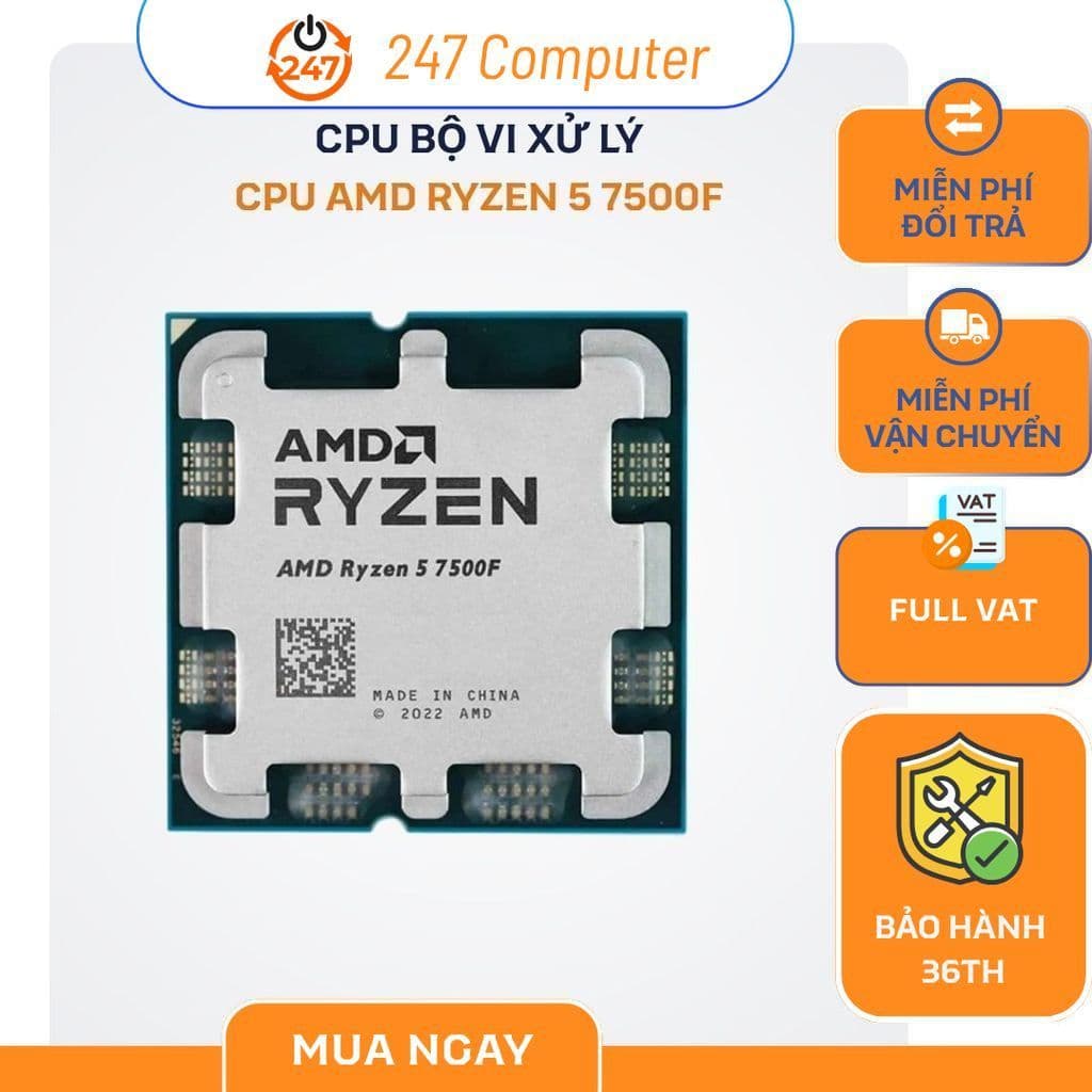 (Full Vat )Chip Vi xử lí lý Cpu Amd Ryzen 5 7500f Tray new