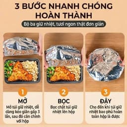 [50 Tấm] Màng Cách Nhiệt Lá Nhôm, Giữ Nhiệt Hộp Cơm, Cách Nhiệt Thức Ăn, Bảo Quản Thực Phẩm Tái Sử Dụng 3