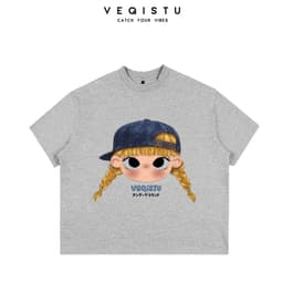 [Ver.2.1] Áo Thun Boxy Local Brand VEQISTU "Chibi Girl", Áo Thun Unisex Form Rộng 250GSM  Cotton 9