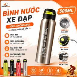 Bình Nước Xe Đạp 500ML Thép Không Gỉ 304, Cốc Giữ Nhiệt Hai Lớp, Ống Hút Tiện Dụng, An Toàn Không BPA, VOICON-[LA88] 1