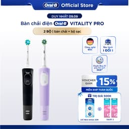 [KOL] Combo Couple 2 Bàn Chải Điện ORAL-B VITALITY Pro 3 CHẾ ĐỘ giúp làm Sạch Sâu Từng Kẽ Răng 1