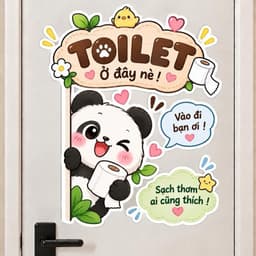 "Decal Dán Cửa Nhà Vệ Sinh Hoạt Hình Dễ Thương, Chống Thấm Nước, Bền Đẹp" 6