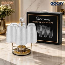 Bộ 6 cốc thủy tinh Vân Lưới Dập Nổi Màu Trắng Sang Trọng Dung Tích 340ml- Tặng Kèm Hộp 1