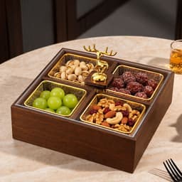 KHAY ĐỰNG MỨT TẾT, HẠT KHÔ, BÁNH KẸO NHIỀU NGĂN CÓ HŨ NHỰA VIỀN VÀNG, SANG TRỌNG MẪU MƠI 2027 7