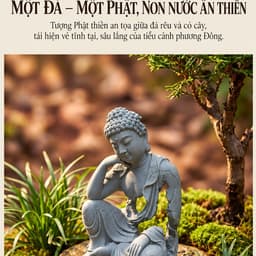 Tượng Hư Không Thiền Phật an nhiên đá sa thạch ST0376 - Tượng phật tĩnh tâm tạo hình rỗng 7