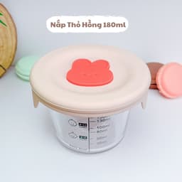 Hộp trữ đông thủy tinh ăn dặm cho bé có vạch chia 180ml nắp silicon, Hũ trữ đông đồ ăn dặm cho bé Freeship 9