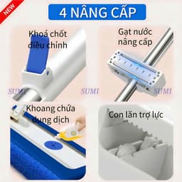 Cây Lau Nhà Tự Vắt SUMI Thế Hệ Mới 2026, Cây Chổi Lau Nhà Microfinick Đa Năng Làm Sạch Thông Minh 360 Độ,SH5C 3