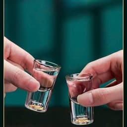 Bộ 6 chén trắng bằng vàng lá cao cấp cho sử dụng tại nhà, chia rượu pha lê cá nhân hóa, ly rượu miệng nhỏ,VOICON-[DA66] 6