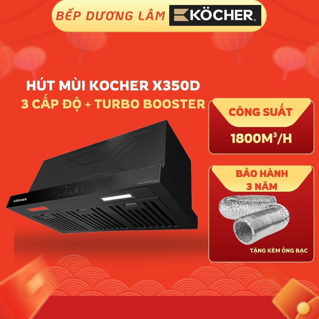 Hút mùi âm tủ Kocher Turbo X350T | X350D | Công suất 1800m3/h | Cảm biến vẫy tay|Bảo hành 3 năm tại nhà toàn quốc