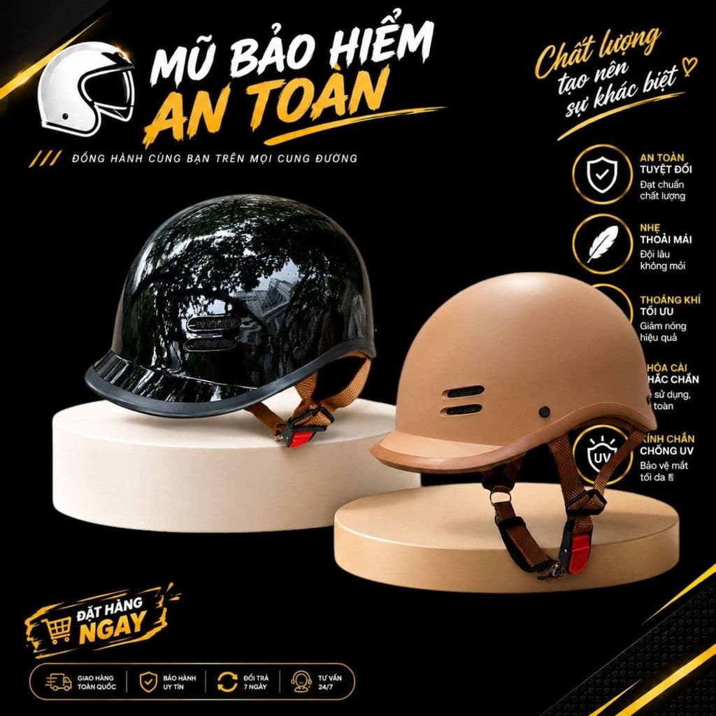 [ĐẠT CHUẨN AN TOÀN] Combo 2 Mũ Bảo Hiểm Cá Heo Nửa Đầu Nam Nữ Dễ Thương Thời Trang