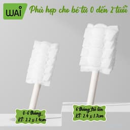Que Tưa Lưỡi, Rơ Lưỡi Wai Cho Bé Từ 0-2 Tuổi Bông Kháng Khuẩn, Hộp 30 que - Timikid 6