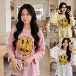 Áo thun giấy cổ tròn mỏng in hình mặt cười vàng xinh đẹp hot trend  TG FACE11 7 1