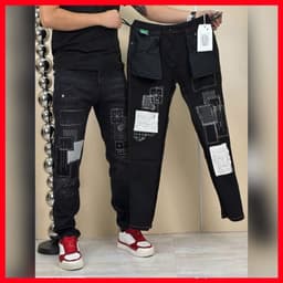 JEAN NAM ĐEN,PHÁ CÁCH VỚI NHỮNG MẢNG VÁ ĐỘC ĐÁO,CHẤT JEAN MỀM CO GIÃN NHẸ QJ-5167 VIC 4