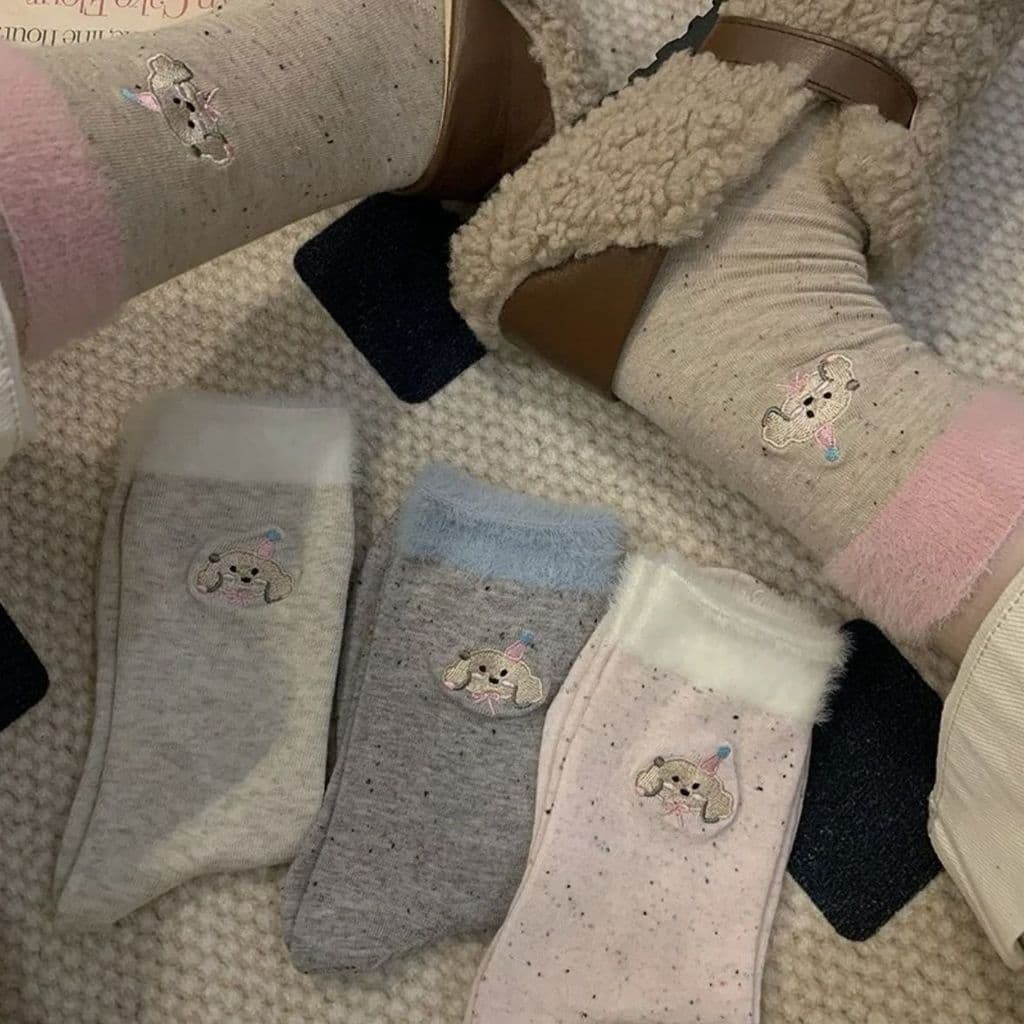 🧦 SET 4 ĐÔI TẤT HỌA TIẾT GẤU DỄ THƯƠNG – PHONG CÁCH HÀN QUỐC