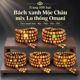 Chuỗi gỗ Bách Xanh 108 hạt 6/7/8mm mix charm Lu Thống theo mệnh Kim Mộc Thủy Hỏa Thổ  | Thiên Mộc Bảo 1