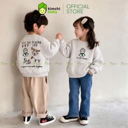 [10-29KG] Áo Nỉ Giáng Sinh Cho Bé Kimchibaby Vải Nỉ 2 Da Cao Cấp Dày Mịn Ấm, Áo Sweater Thu Đông Họa Tiết Noel AN602 9
