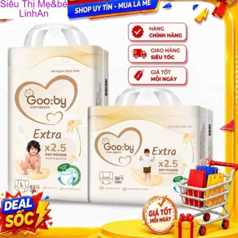 [2 Bịch Ko Quà] Bỉm Gooby Extra - Tã Bỉm Siêu Mềm Mại cho pé