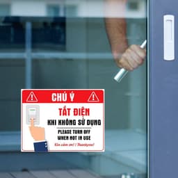 [Hỏa Tốc] Bảng Decal "Chú Ý Tắt Điện Khi Không Sử Dụng - Please Turn Off When Not In Use" Chống Thấm Nước, Bền Đẹp 1
