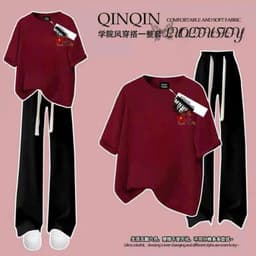 [ MỞ BÁN GIẢM 60% ] sét bộ đồ quần dài dây to đen+ mix áo phông form rộng NƠ DÚM thêu -thu009 4
