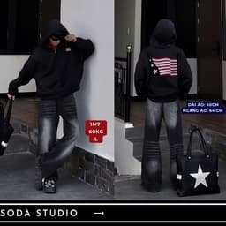 Áo khoác Hoodie Zip Nỉ Có Túi & Dây Rút Three Star Thêu xù Lá cờ -Áo Hoodie Thời trang Unisex Nam Nữ TopMenswear 7