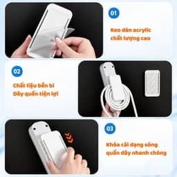 Giá Treo Ổ Điện Dán Tường, Dụng Cụ Cuộn Dây Nguồn Có Kẹp Giữ Chống Rối, Tiết Kiệm Diện Tích
 5