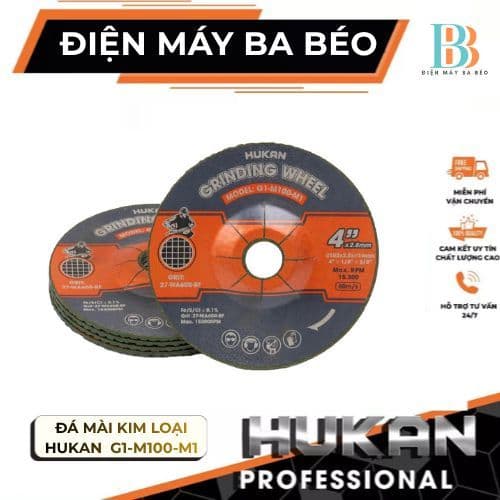 Đá Mài Kim Loại 102mm HUKAN G1-M100-M1, Chất Liệu Nhôm Oxit - Chuyên Mài