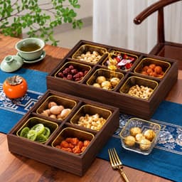 Khay đựng bánh kẹo, mứt Tết, hạt chia ngăn riêng biệt bằng  Gỗ phủ Melamine cao cấp có nắp đậy Tết sum vầy 1