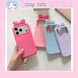 [SẴN HOẢ TỐC] Ốp Iphone 17 - 18 Pro / Pro Max silicon màu hồng charm nơ dễ thương in vân nổi tiểu thư cute 1