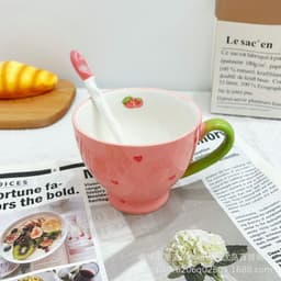 Cốc/Ly uống nước Gốm Sứ họa tiết Tim Hồng [ TẶNG KÈM THÌA SỨ ] 4