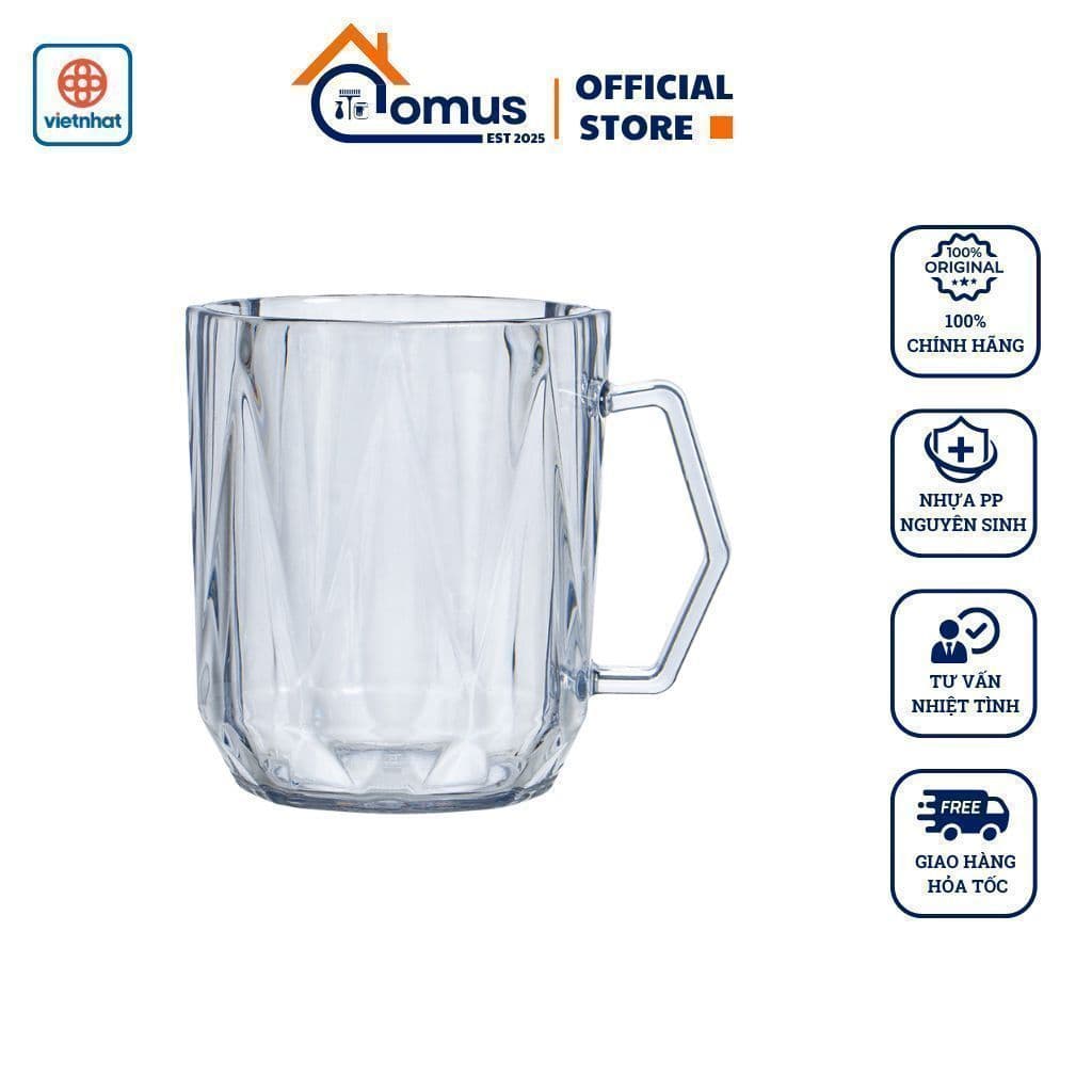 Cốc Nhựa Trong Suốt Hình Vương Miện, Ly Uống Nước, Cà Phê, Pha Trà Cao Cấp VIỆT NHẬT 6388 - DOMUS
