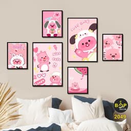 Bộ 6 tranh decor dán tường trang trí phòng ngủ cho bé dễ thương đáng yêu, phòng khách decor siêu cute 6