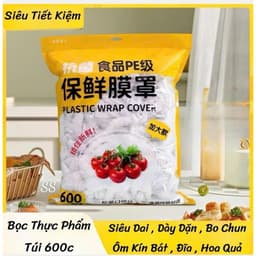 Túi 600 Cái Màng Bọc Thực Phẩm Size Lớn, Treo Tường Dạng Rút Tiện Lợi, Có Chun Co Dãn Đa Chiều Siêu Dai,  VOICON-[TTA11] 4