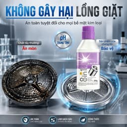 Nước Tẩy Rửa Máy Giặt / Bột Tẩy Cặn Và Khử Mùi Lồng Giặt 3 Trong 1 / Nhẹ Nhàng Với Máy / Không Cần Tháo Rời Hoặc Xả Lại 7