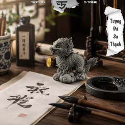 Thanh long dâng bảo đá sa thạch ST.PVN2665 - Tượng deco, trang trí tiểu cảnh, bán cạn, terrarium 6