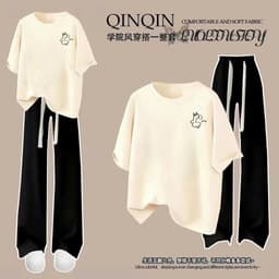 [ MỞ BÁN GIẢM 60% ] sét bộ đồ quần dài  dây to đen+ mix áo phông form rộng giả thêu gấu lotso 3