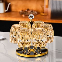 [ GOCHY ] Bộ 6 Ly Thủy Tinh GOCHY HOME 300ml Vân Ong Dập Nổi 3D, Cốc Uống Nước Soda-Lime Không Chì, Dày Dặn Sang Trọng- Mix Vàng 5