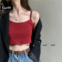 Áo Croptop Dây Mảnh Phong Cách, Áo Hai Dây Kiểu Nữ Chất Vải Borip Cotton Tốt Mặc Đẹp GUVIA CR19 6